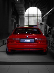 BMW backshot B&W with red