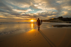 Footprints in sand Sunset