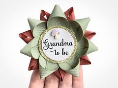 Woodland Baby Shower Decor Grandma to be Pin | Woodland Theme Baby Shower Decorations in Olive and Rust with Lavender Mushroom by PetalPerceptions