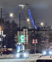 Olympic Stadium Tower at night