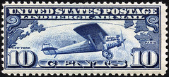 10 cents Charles Lindbergh's Spirit of St. Louis Airplane air mail stamp (1927)