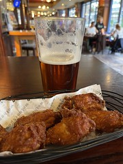 IMG_7549 Chicken Wings £2.99 and Pint of Greene King IPA Indian Pale Ale Beer Alc. 3.4% vol. Excellent Value @ £1.99 per pint at The Masque Haunt Wetherspoon English Pub Old Street Shoreditch London