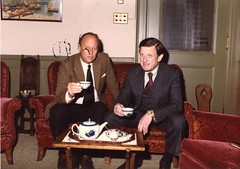 Dr. Fredrickson and guest having tea