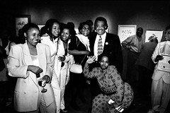 South Africa Freedom Day in New York at the National Arts Club 15 Gramercy Park with Zulu Cultural Dancers & Vocalists B&W April 26 1997 102 Al Sharpton with Nomsa & Nokwanda