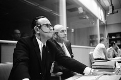 Mission Control Center during the Apollo V Launch