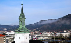 Bergen - the top of Nykirken towards Skoltegrunnskaien