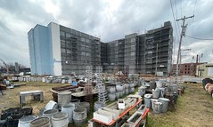 A yard and a building