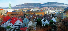 Bergen - slightly hilly roofscape below Klosteret at Nordnes