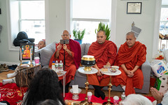 The three monks conducting the long life blessing ceremony.