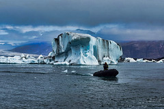 Islande - lagon de Jökulsárlón et langue glaciaire du Breiðamerkurjökull