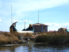 Totora rafts, Uros floating islands, Lake Titicaca, Puno, Peru