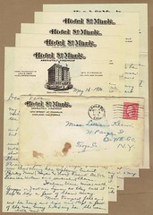 Transcription of 1920 letter home from touring vaudeville performer Fred “Fritz” Klem on stationery of Hotel St. Mark, Oakland, California