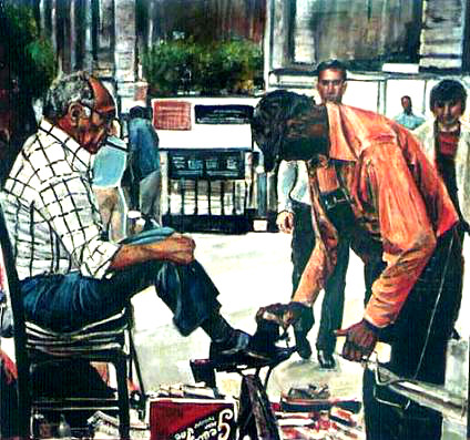 street scene * oil on canvas, 110 x 60 cm * 1989